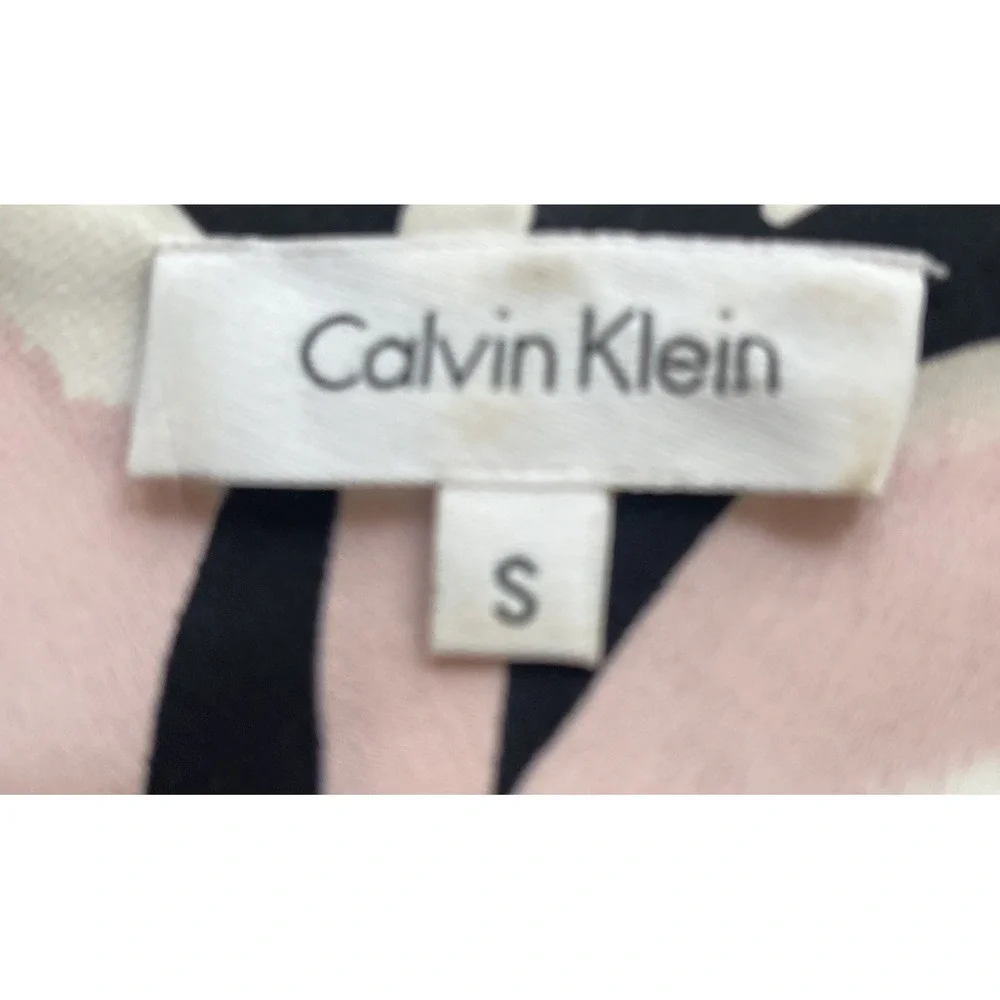 Calvin Klein Sleeveless Cowl Neck Top Blouse Pink Black Stretchy Size S RN#54163